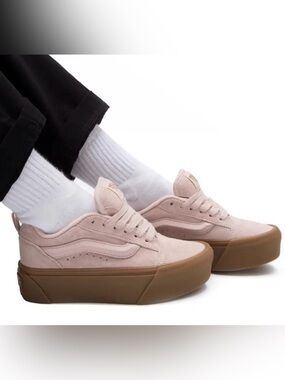 Vans light pink and gum sole platform-style Vans Knu Stack sneaker